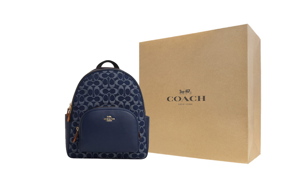 

COACH Джимсовый рюкзак с кожаными аппликациями