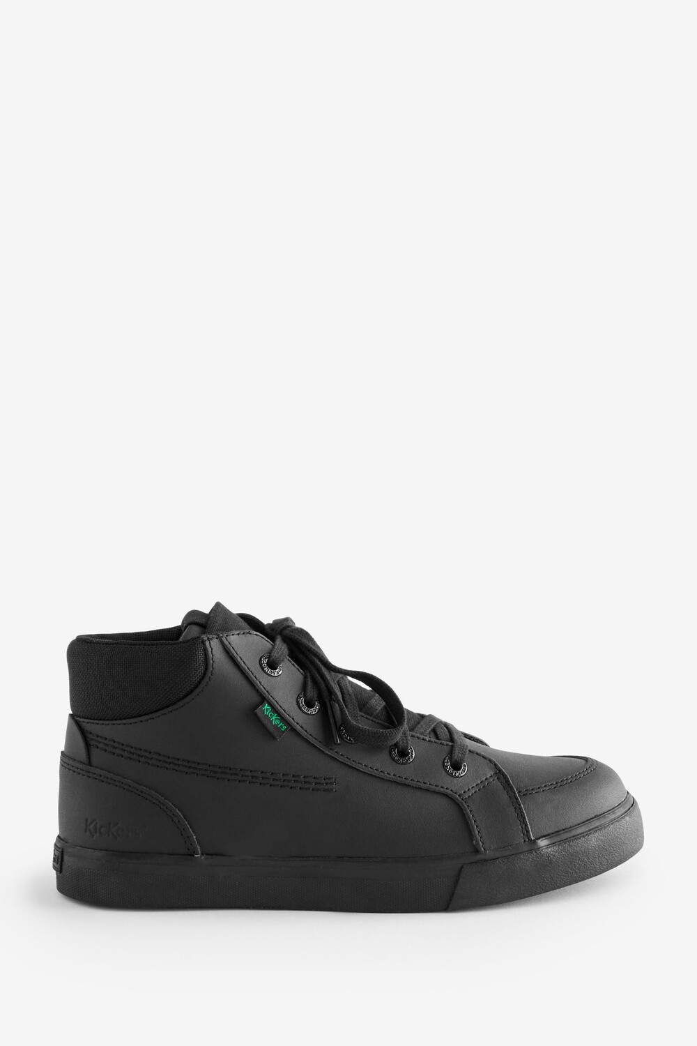 

Кожаные молодежные высокие кроссовки из товни с двойными язычками Kickers, черный