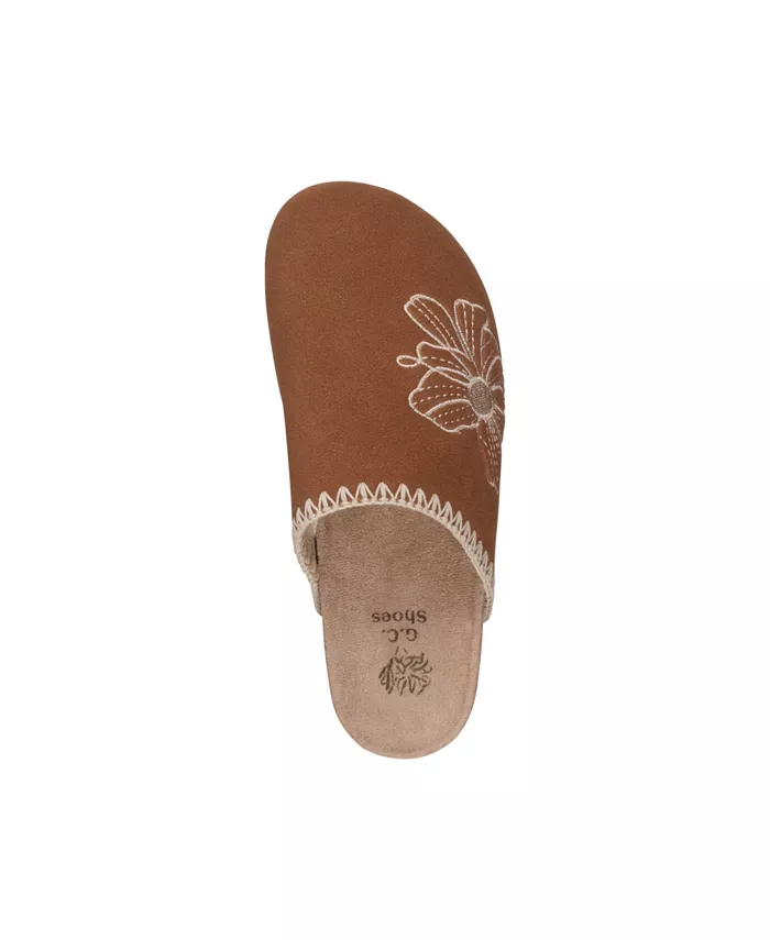 Женские клоги Jamie с вышивкой и стелькой-слайд GC Shoes, коричневый — фото 4