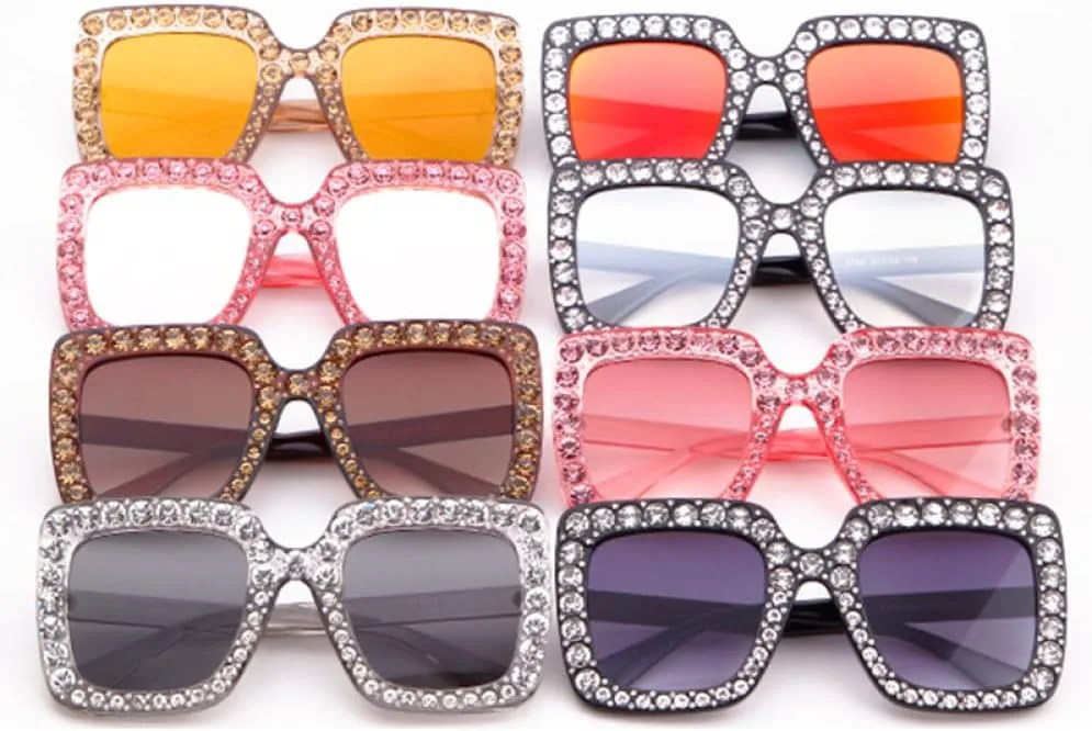 

Роскошные солнцезащитные очки с кристаллами и стразами для женщин, черные с розовыми вставками, большие солнцезащитные очки, модные женские очки TYUVIVO, C5