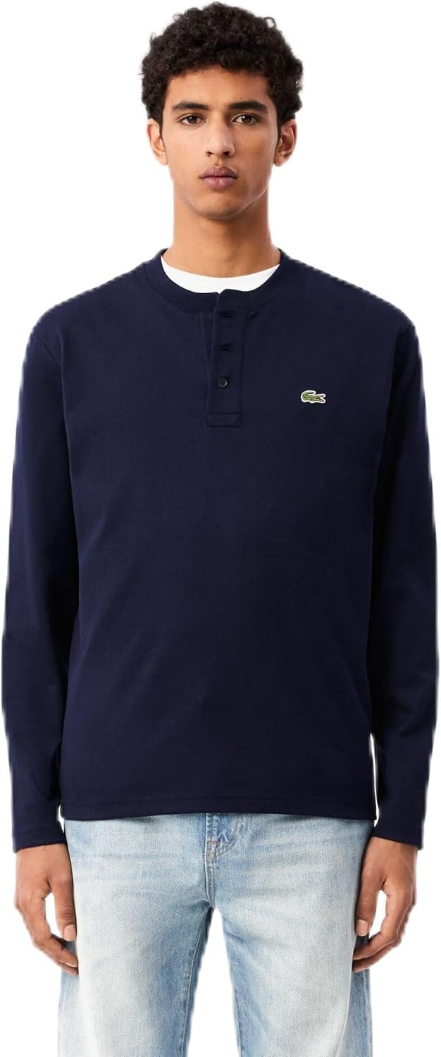 

Мужская футболка с длинными рукавами из хлопкового трикотажа Lacoste, Navy Blue, Синий, Мужская футболка с длинными рукавами из хлопкового трикотажа Lacoste, Navy Blue