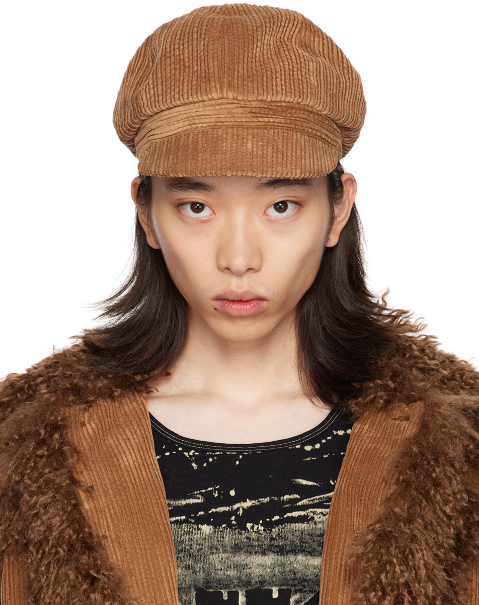 

Эксклюзивная коричневая вельветовая кепка SSENSE Anna Sui
