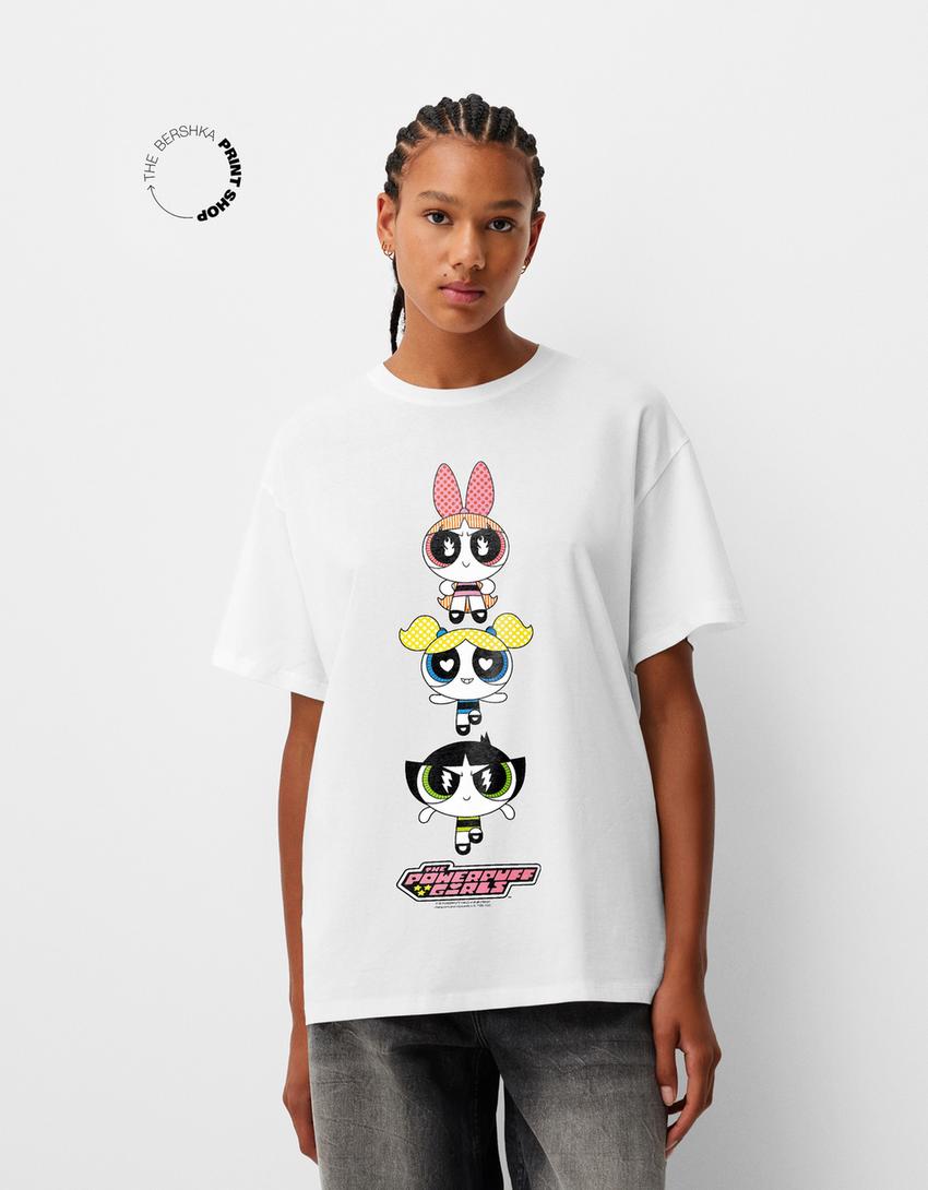 

Футболка большого размера с короткими рукавами «Powerpuff Girls» Bershka, белый