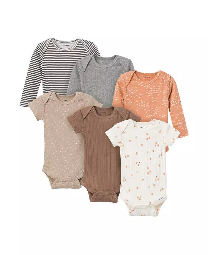

Baby Neutral 6-Pack Onesies Bodysuits Gerber, коричневый