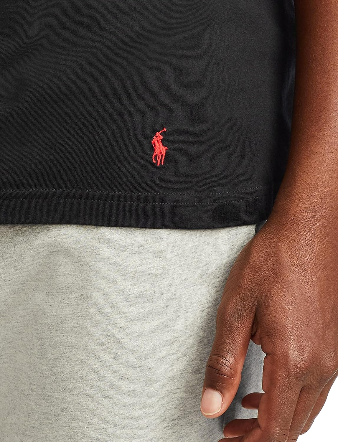 POLO RALPH LAUREN Мужская классическая майка с влагоотводящим эффектом, 3 штуки, Crews, Polo Black/Red - 3 Pack — фото 4