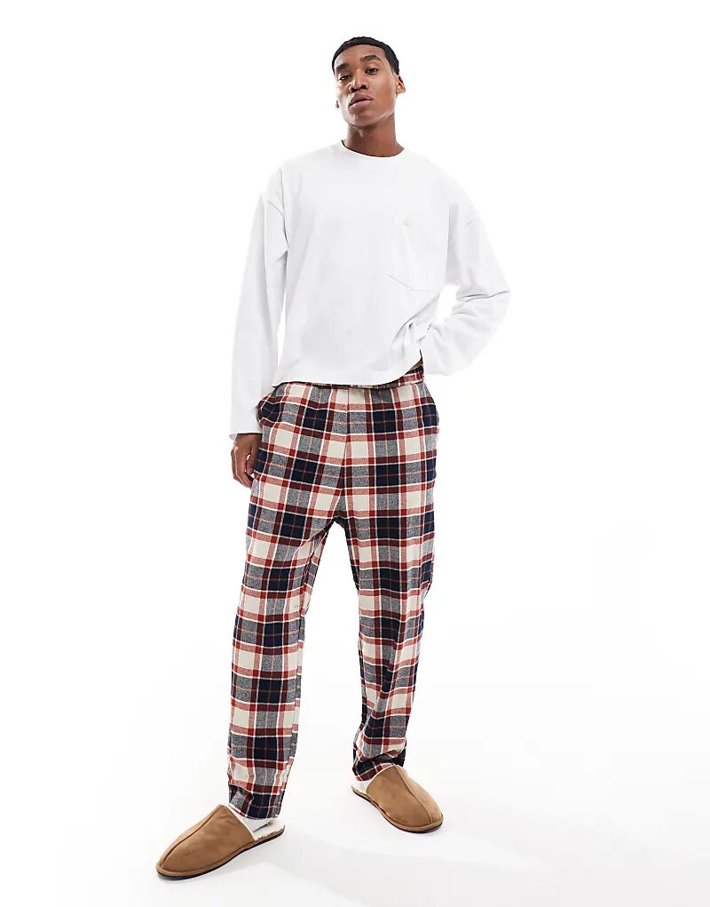 

Пижамные брюки Jack & Jones в клетку бежевого и ржавого цвета
