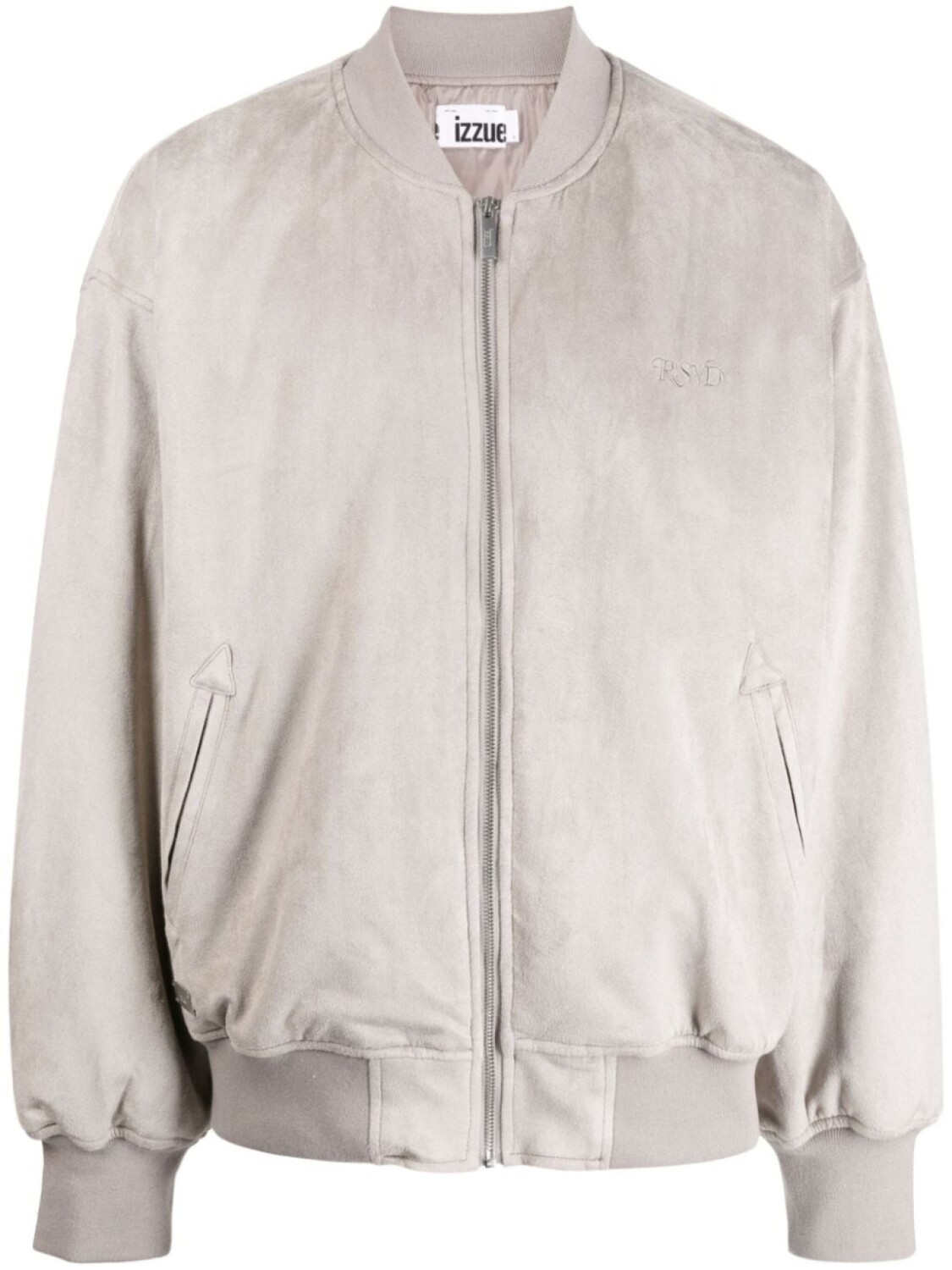 

izzue text-embroidered velvet-finish bomber jacket, серый