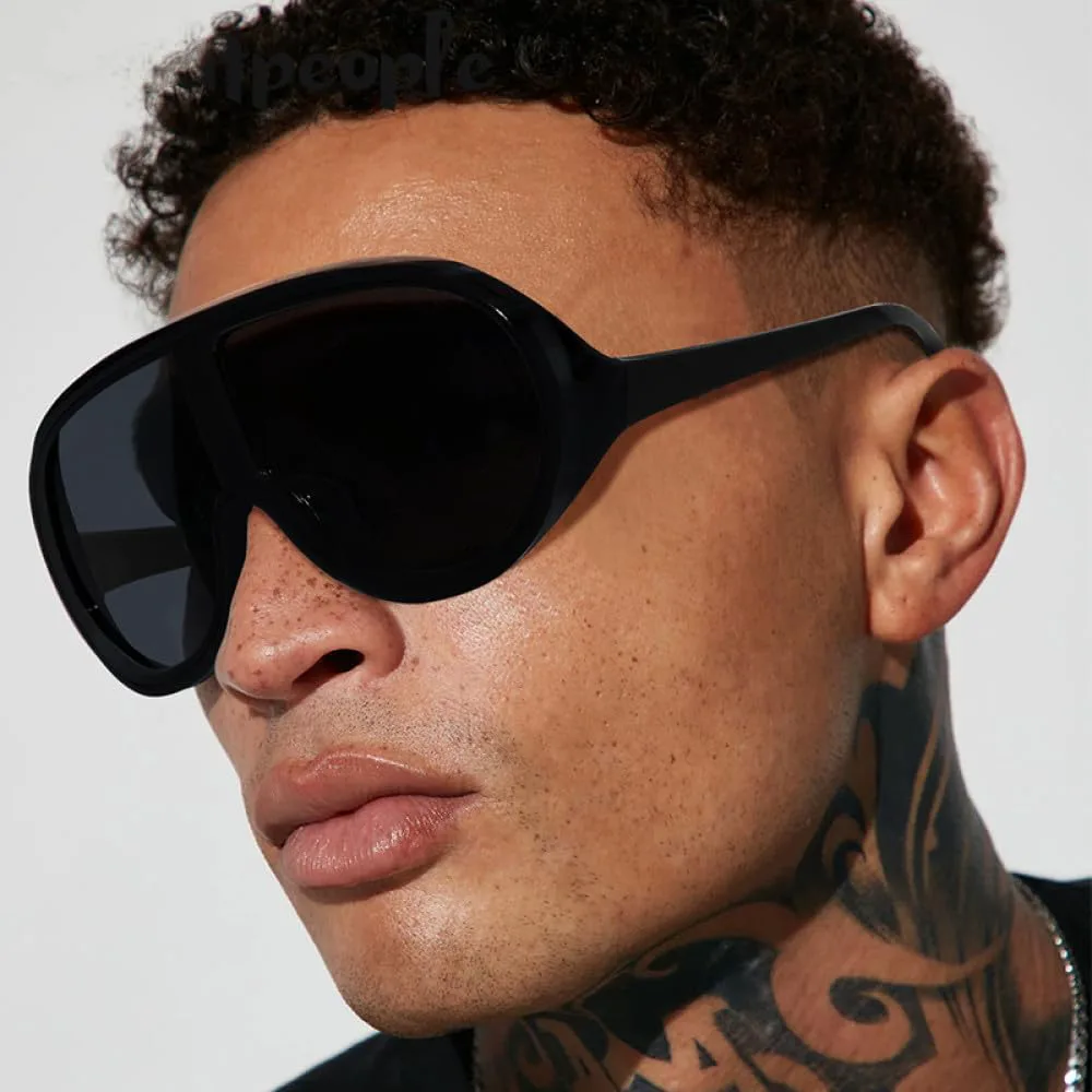 

Большие солнцезащитные очки-щитки для женщин и мужчин, роскошные модные цельные солнцезащитные очки в стиле панк, большие оправы LVTFCO, White Blue Silver