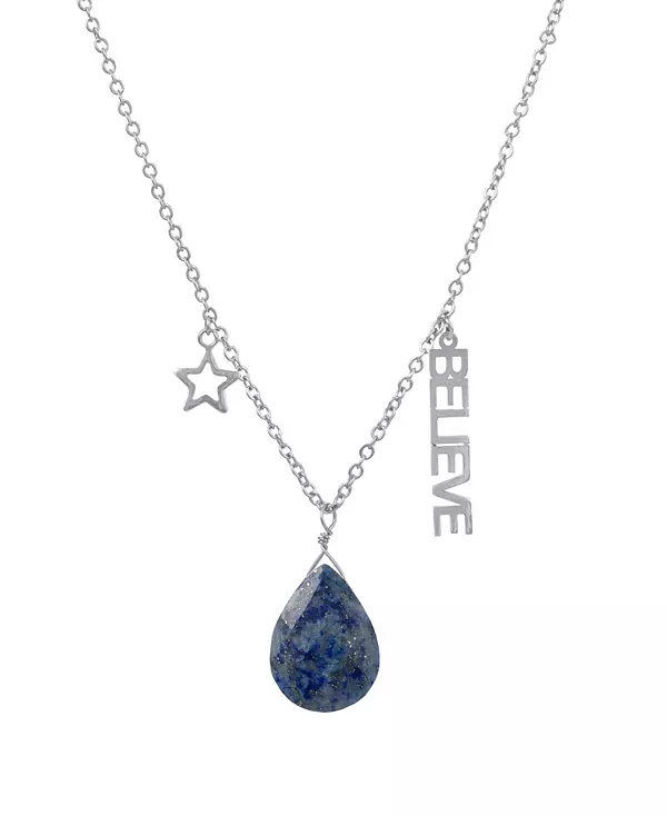 

Ожерелье с подвеской в виде лазурита в форме груши, 16 мм, из посеребренной латуни Macy'S, lapis