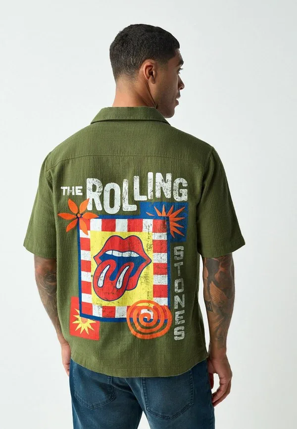 Рубашка с коротким рукавом и нашивкой rolling stones стандартного кроя Next, Grey