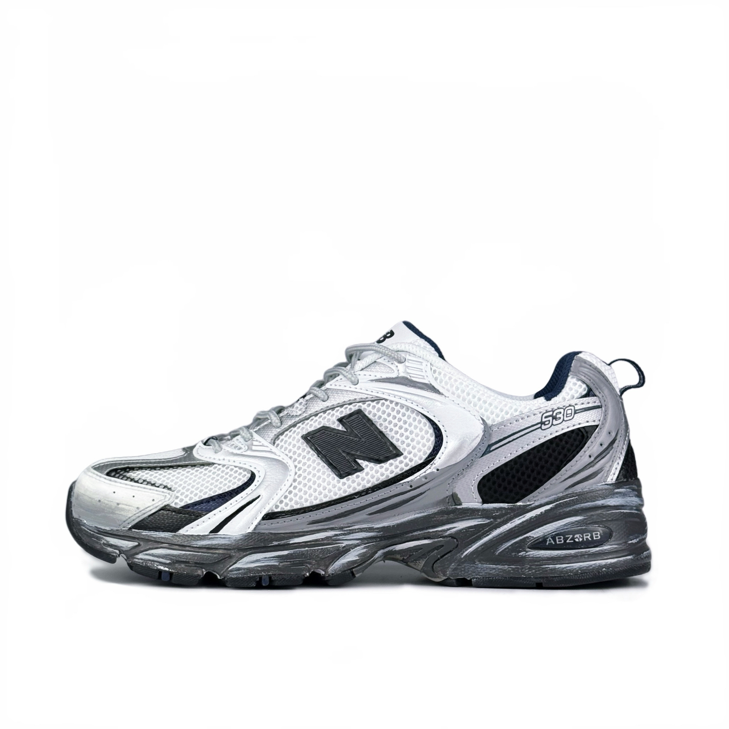 

New Balance Кроссовки Casual Running низкие Unisex White Gray устойчивые к истиранию