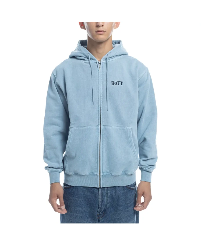

Толстовка на молнии, окрашенная пигментом светло-голубого цвета Bott, синий