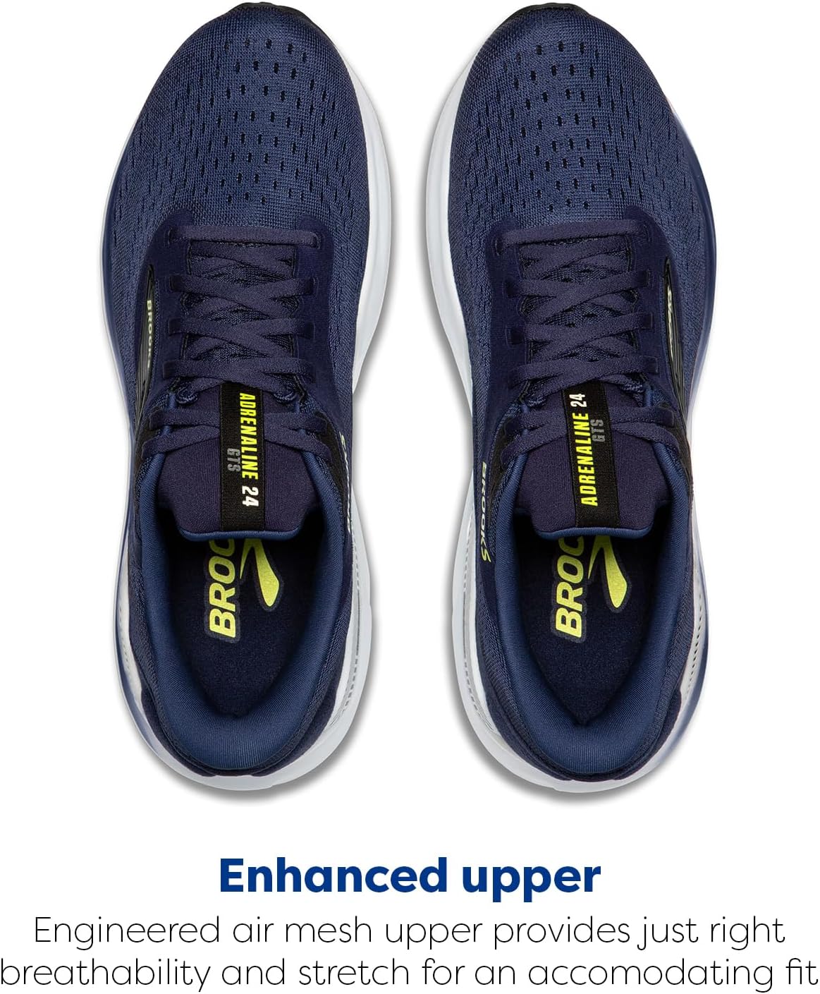Мужские беговые кроссовки Brooks Adrenaline GTS 24 с поддержкой, черный/зеленый/ярко-зеленый — фото 4