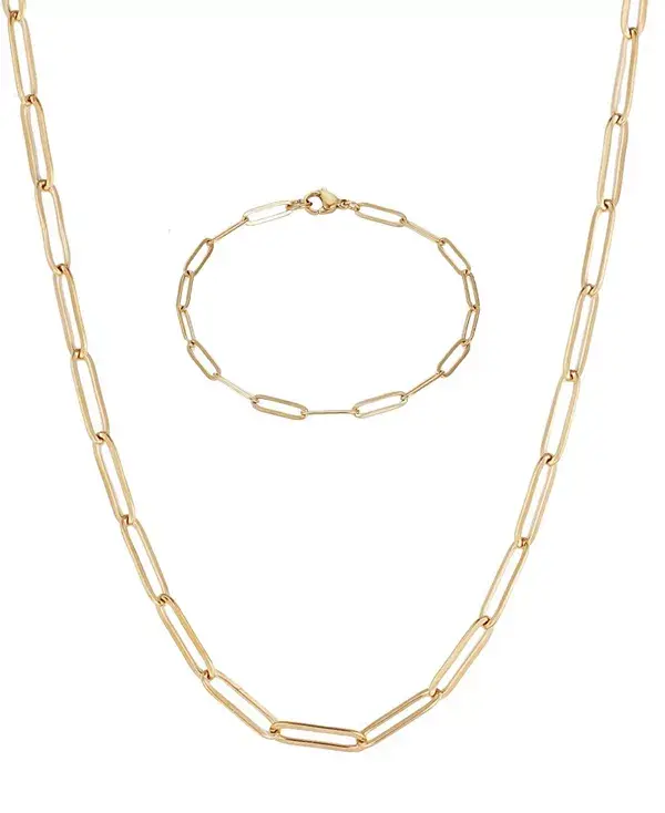 

Комплект из браслета и ожерелья из золота, устойчивых к потускнению Adornia, gold