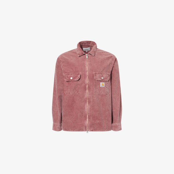

Хлопчатобумажная куртка-рубашка с накладными карманами из вельвета Carhartt Wip, розовый