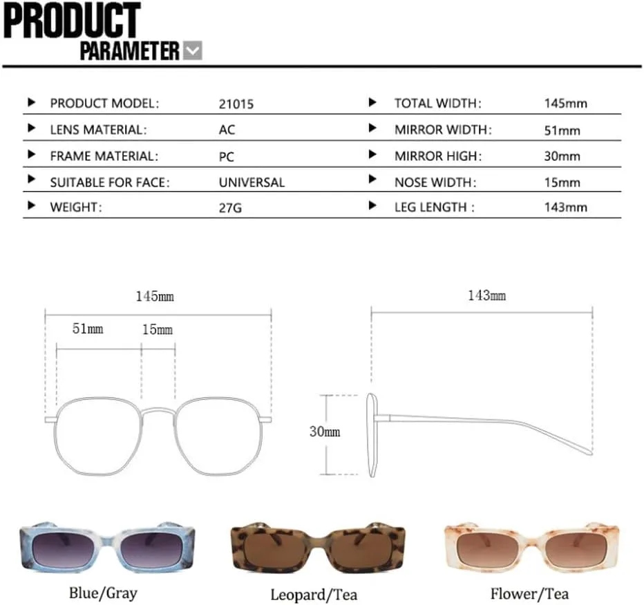 

LVTFCO Уникальные прямоугольные солнцезащитные очки с цветочным рисунком для женщин, винтажные, маленькие, модные, с защитой от УФ-излучения UV400, Black
