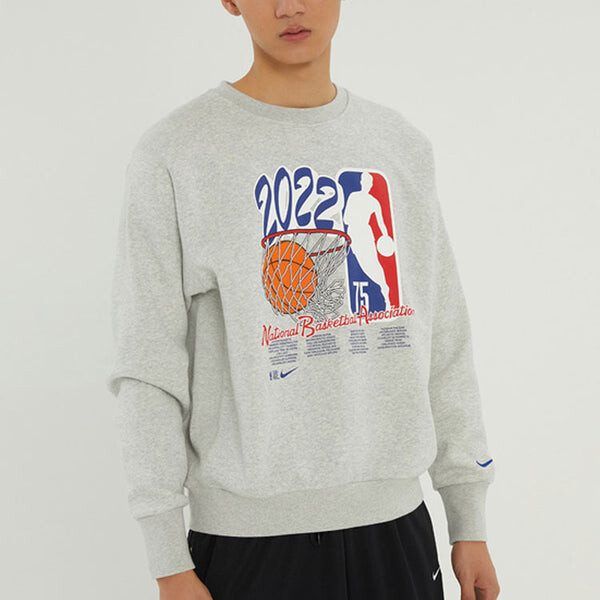 Толстовка Nike NBA Eam 31 Courtside Logo Printing Fleece Stay Warm Knit Pullover Round Neck Gray, серый — фото 4