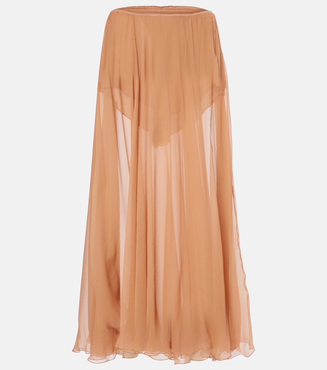 

Юбка миди из шелкового муслина Chloé, Smoked Ochre