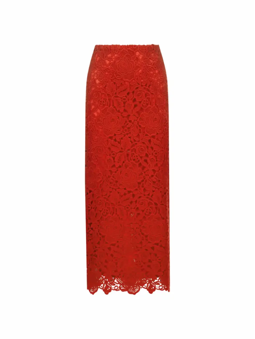 

Кружевная юбка макси Valentino Garavani, красный