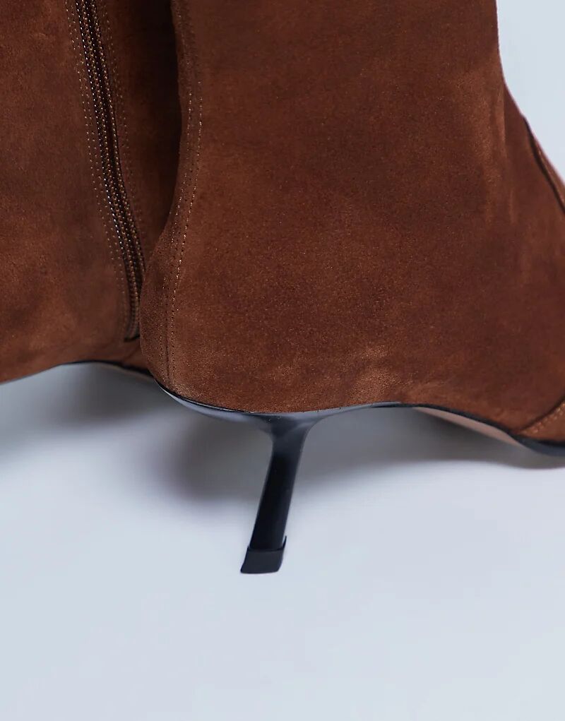 Ботильоны Topshop Sienna Premium из замши с квадратным носком и средним каблуком, светло-коричневые — фото 3