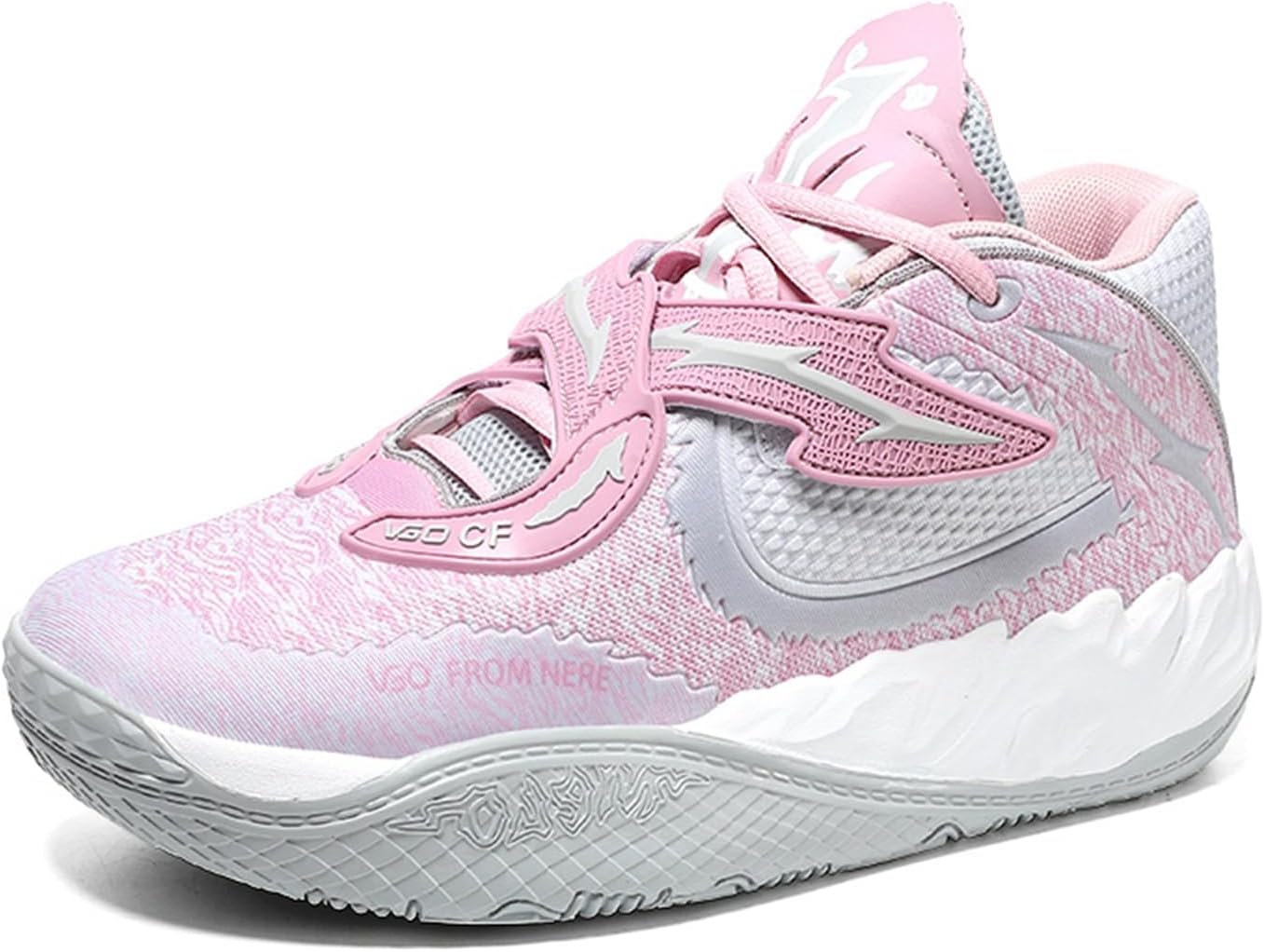 

Мужские стильные кроссовки для баскетбола с граффити, противоскользящие, с амортизацией, дышащие, с сетчатым верхом, на шнуровке, повседневные спортивные туфли, подходят для занятий спортом на улице, бега и прогулок Qaoterod, розовый