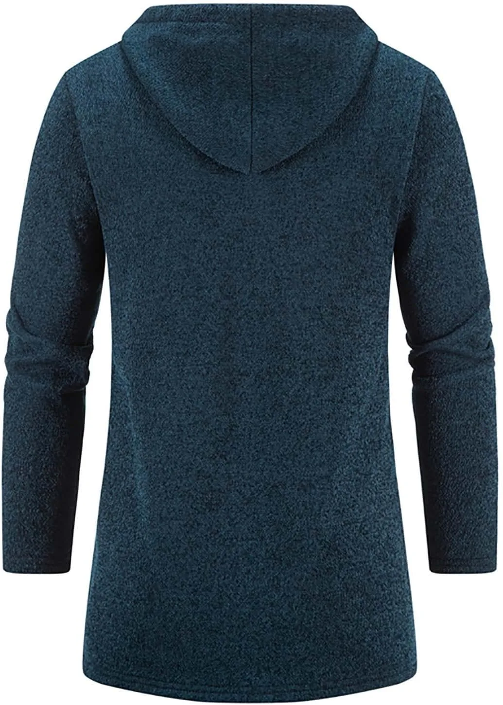 Мужской свитер-куртка Slim Fit на молнии, модное зимнее пальто из плюша с длинными рукавами, худи с карманами Generic, темно-синий — фото 4