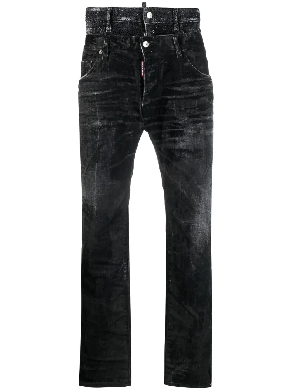 

Узкие джинсы с кристаллами DSQUARED2, черный