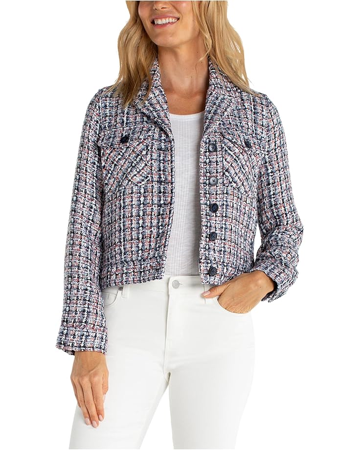 

Женское пальто Liverpool Los Angeles Button Front Plaid Bloucle, Navy Multi Plaid