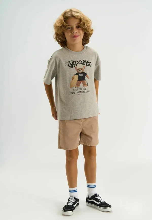 Футболка Tnteddy tee print t-shirt The New, светло-серый меланж