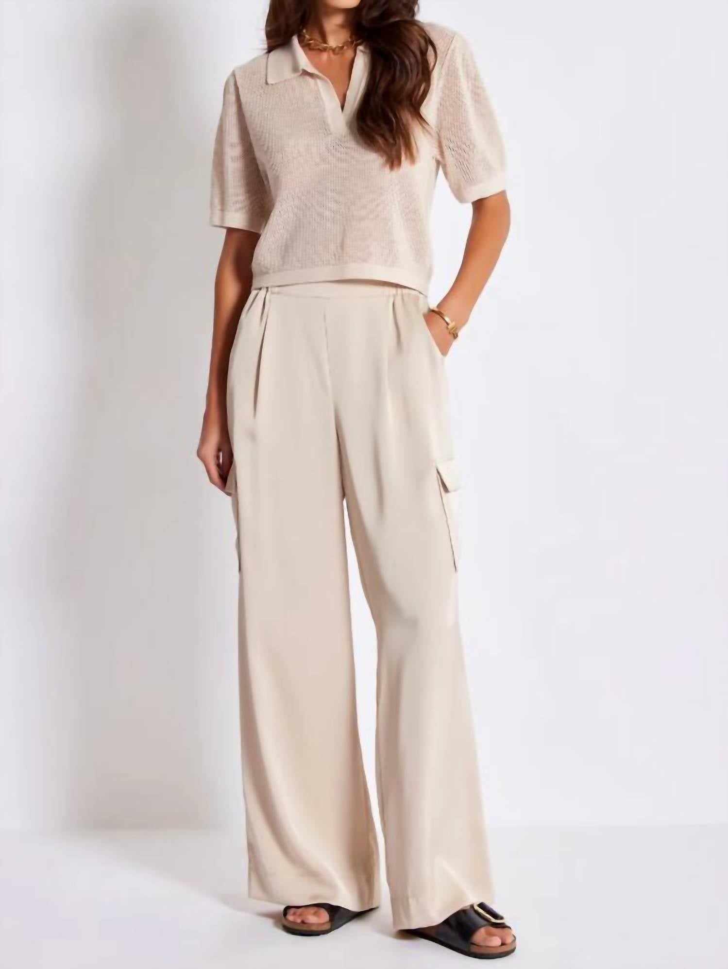 

Сатиновые карго-штаны в бежевом цвете Bishop + young