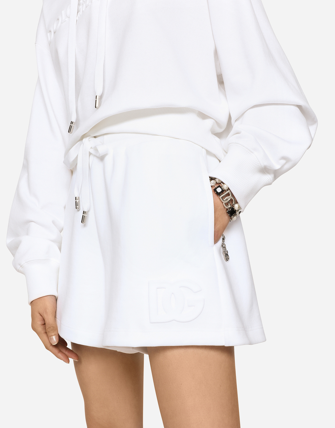 Шорты из джерси с тиснетым логотипом dg Dolce & Gabbana, белый — фото 4
