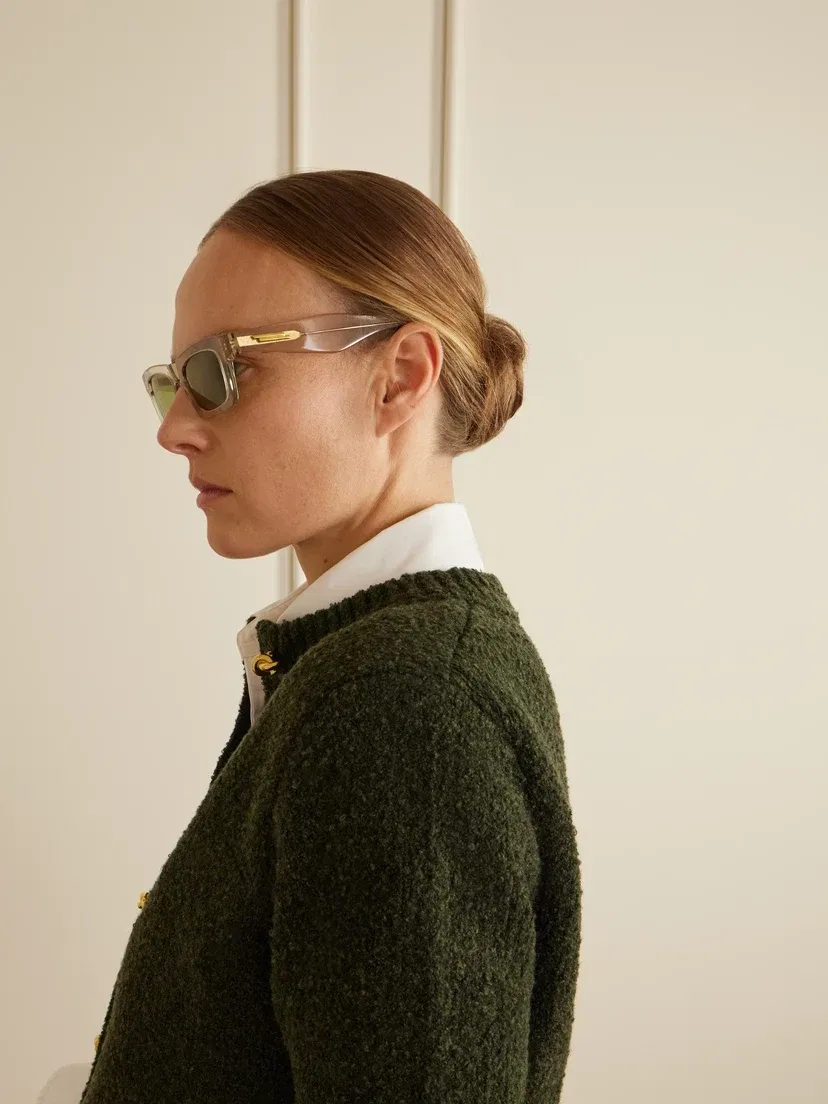 Квадратные ацетатные солнцезащитные очки Ribbon BOTTEGA VENETA EYEWEAR, прозрачный — фото 4