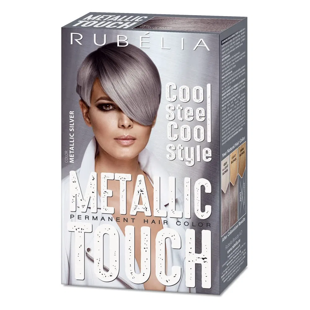 Стойкая краска для волос Metallic Touch, металлический серебристый, 115 мл Rubélia