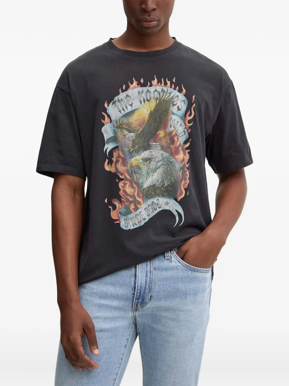 

Футболка с круглым вырезом и принтом орла The Kooples, черный