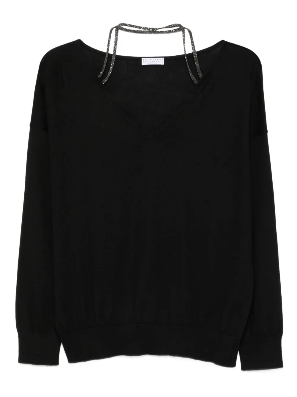 

Декорированный свитер с V-образным вырезом Brunello Cucinelli, черный