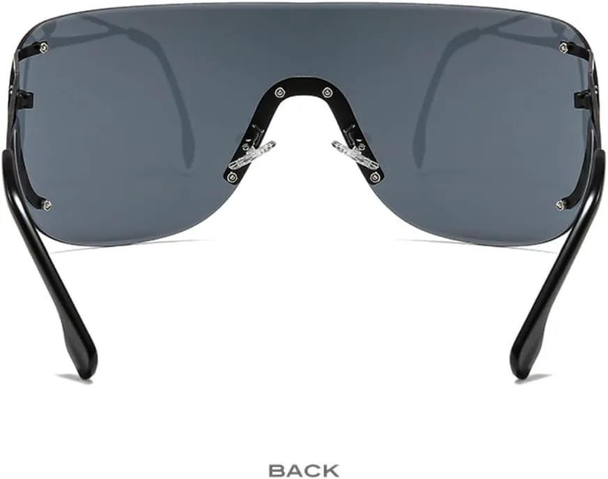 

Винтажные прямоугольные солнцезащитные очки без оправы для мужчин и женщин, модные ретро-очки класса люкс с защитой от УФ-излучения UV400 TVTBBVV, Gold-silvermirror