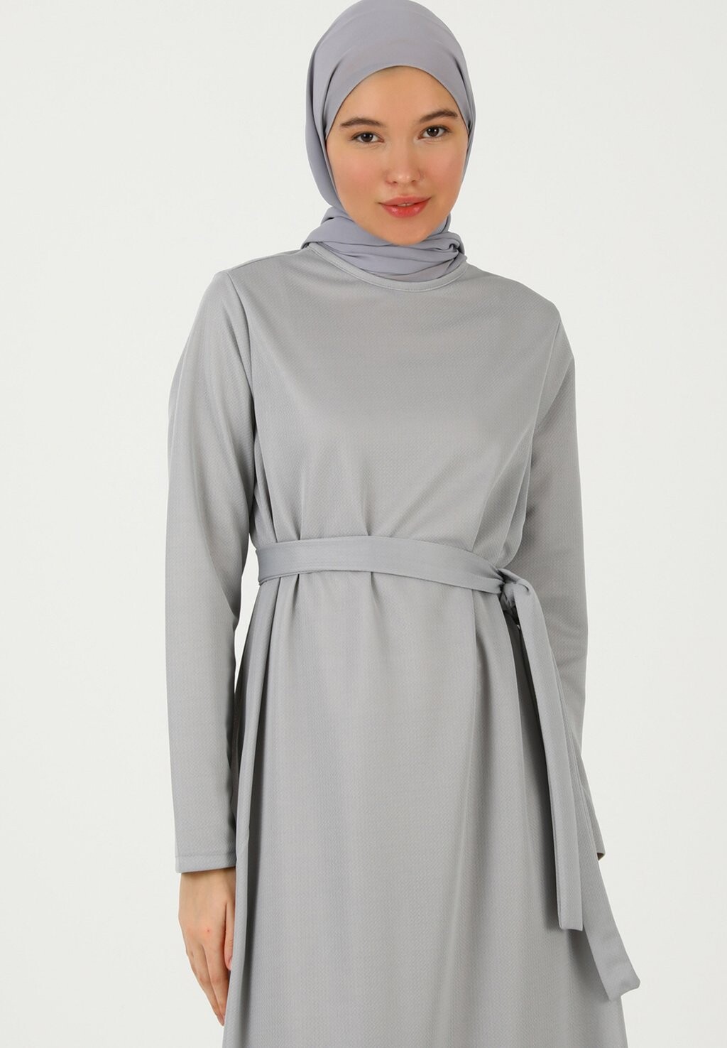 

Платье макси CREW NECK MODEST -TAVIN Modanisa, серый