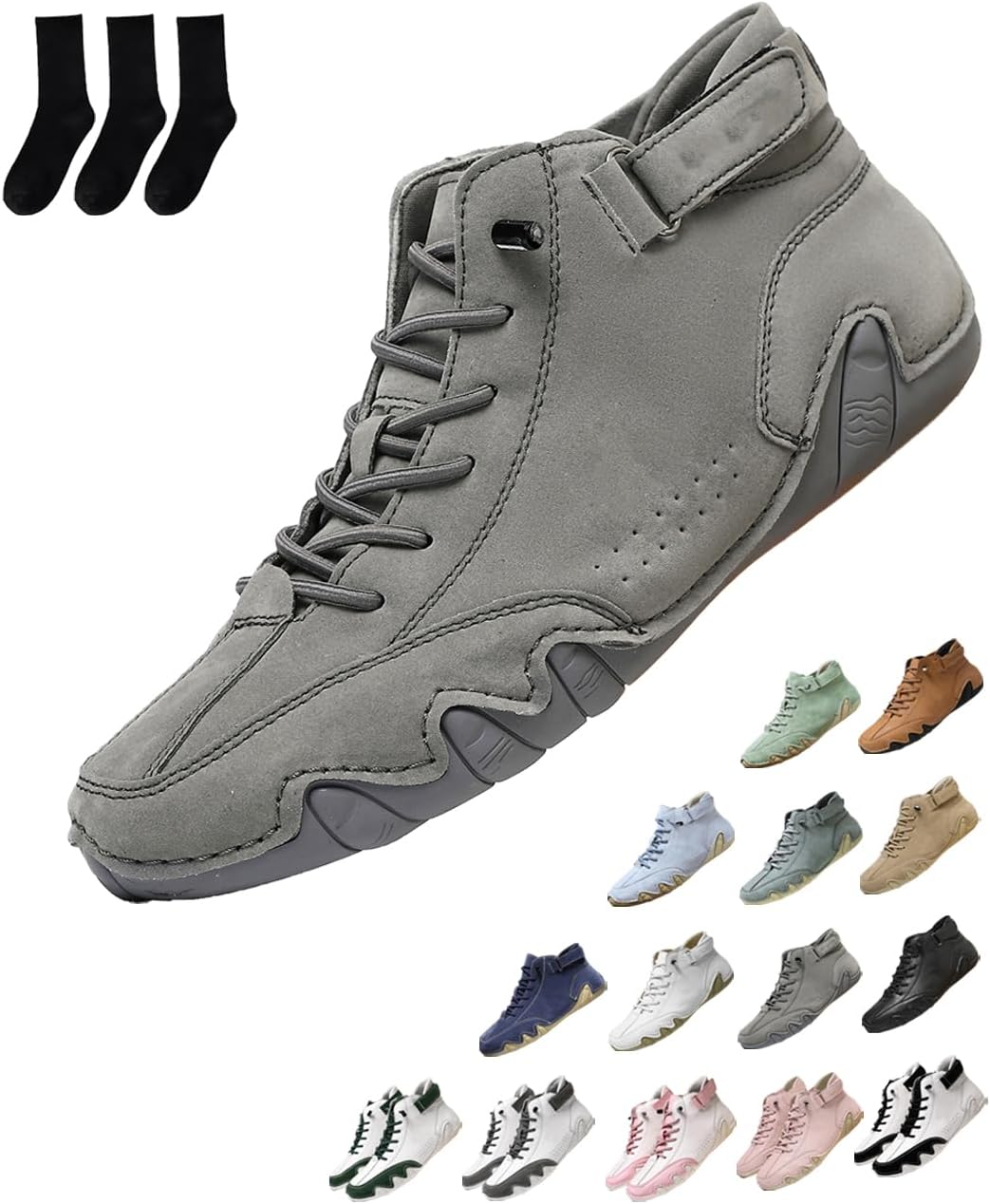 

Удобная обувь для мужчин и женщин для улицы - ортопедические слипоны, модная повседневная обувь - ручная работа, замшевые, дышащие, нескользящие кроссовки для повседневной носки на улице Generic, серый