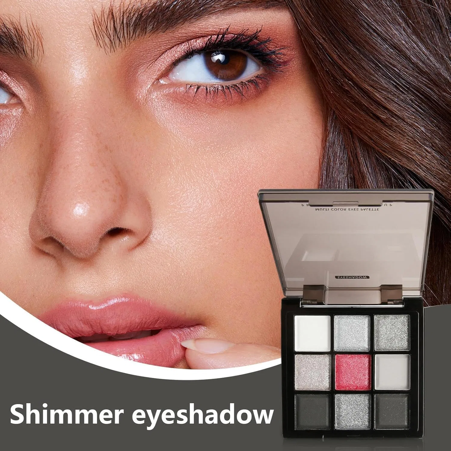 Тени для век Smoky Eye Shadow Palette, 9 цветов, серебристо-серый, Generic — фото 4