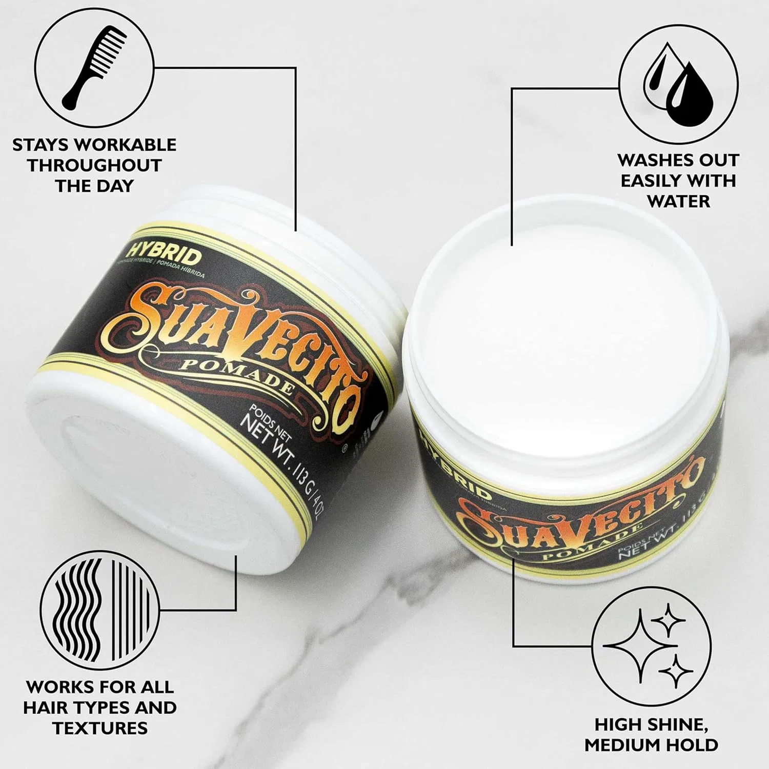 Гибридная помада для волос «Hybrid Pomade» от Suavecito ‎Suavecito — фото 3