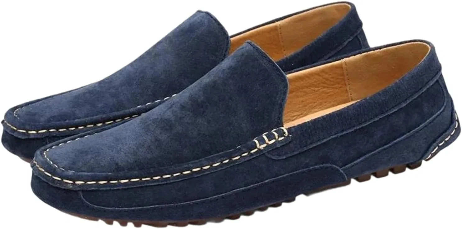 Мокасины мужские, кожа замшевая, Adhdyuud, Loafers, синий