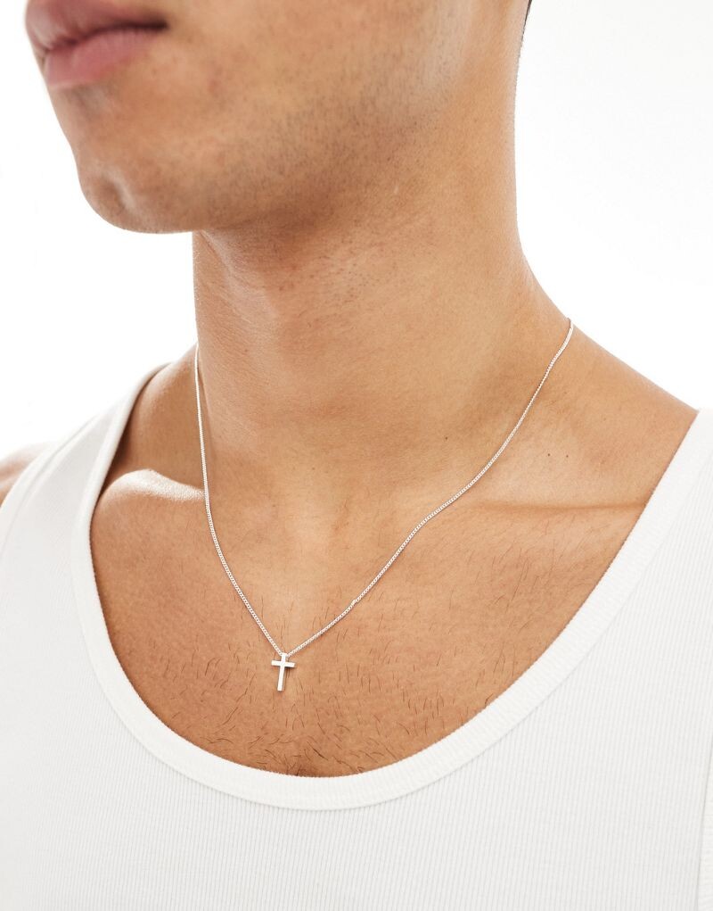

ASOS DESIGN — Маленькое серебряное колье с крестом