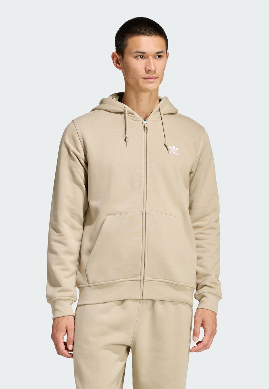 Толстовка с капюшоном на молнии ADIDAS ORIGINALS Trefoil Essentials, бежевый — фото 2