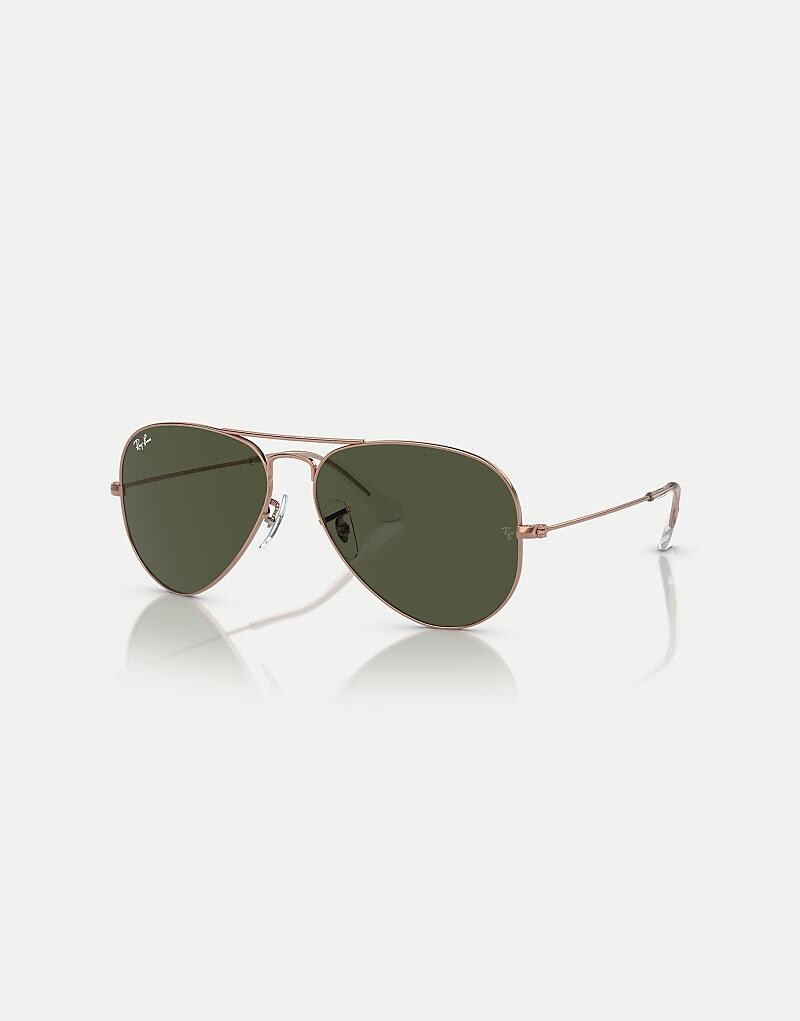 

Солнцезащитные очки-авиаторы Ray-Ban из розового золота с зелеными линзами