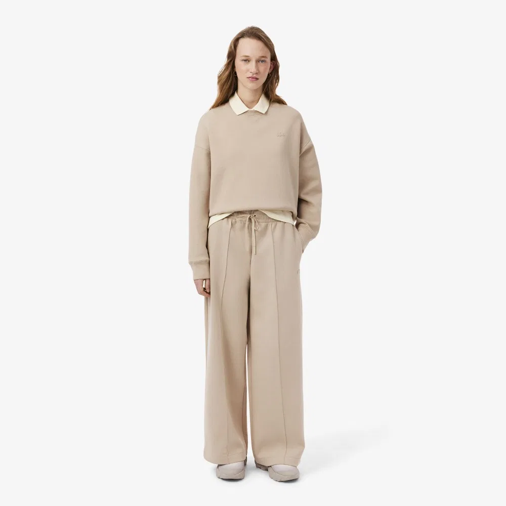Брюки спортивные Lacoste Double Face широкие бежевые