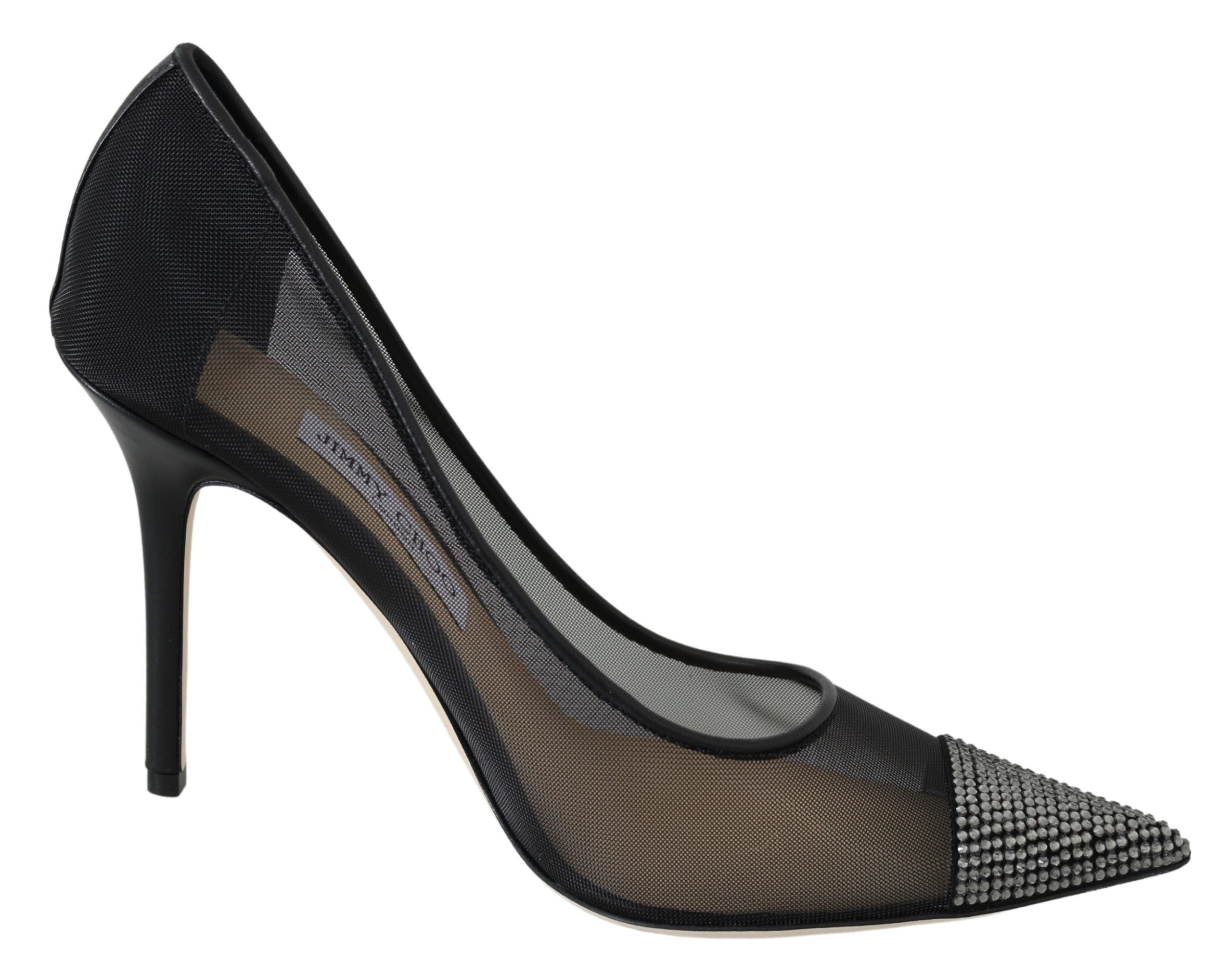 Jimmy Choo Элегантные Женские Туфли-лодочки с Кристаллами и Сеткой, черный
