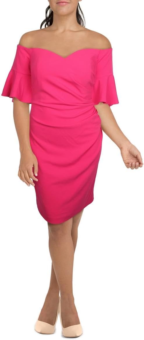 

Женское платье Calvin Klein с открытыми плечами и сборками по бокам, Hibiscus