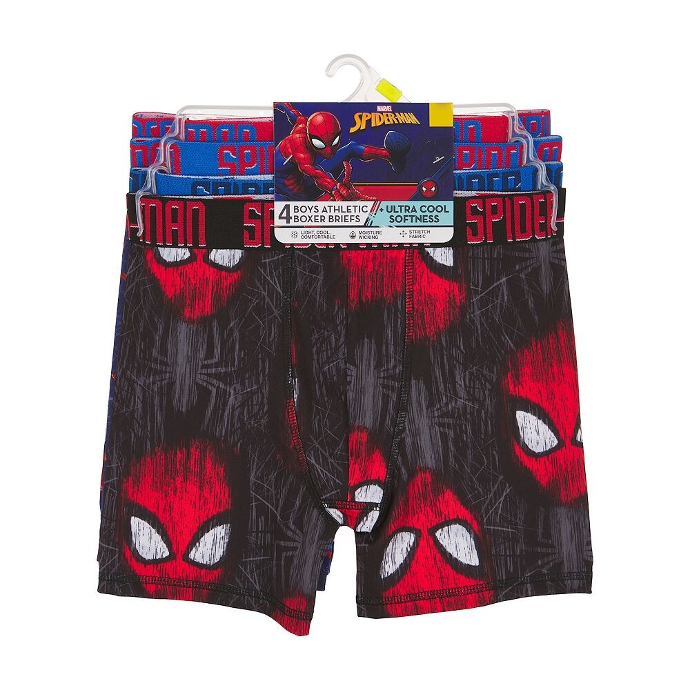 Набор из 4 спортивных боксеров-боксеров Marvel Spider-Man для мальчиков 6–10 лет Licensed Character, цвет Spiderman — фото 3