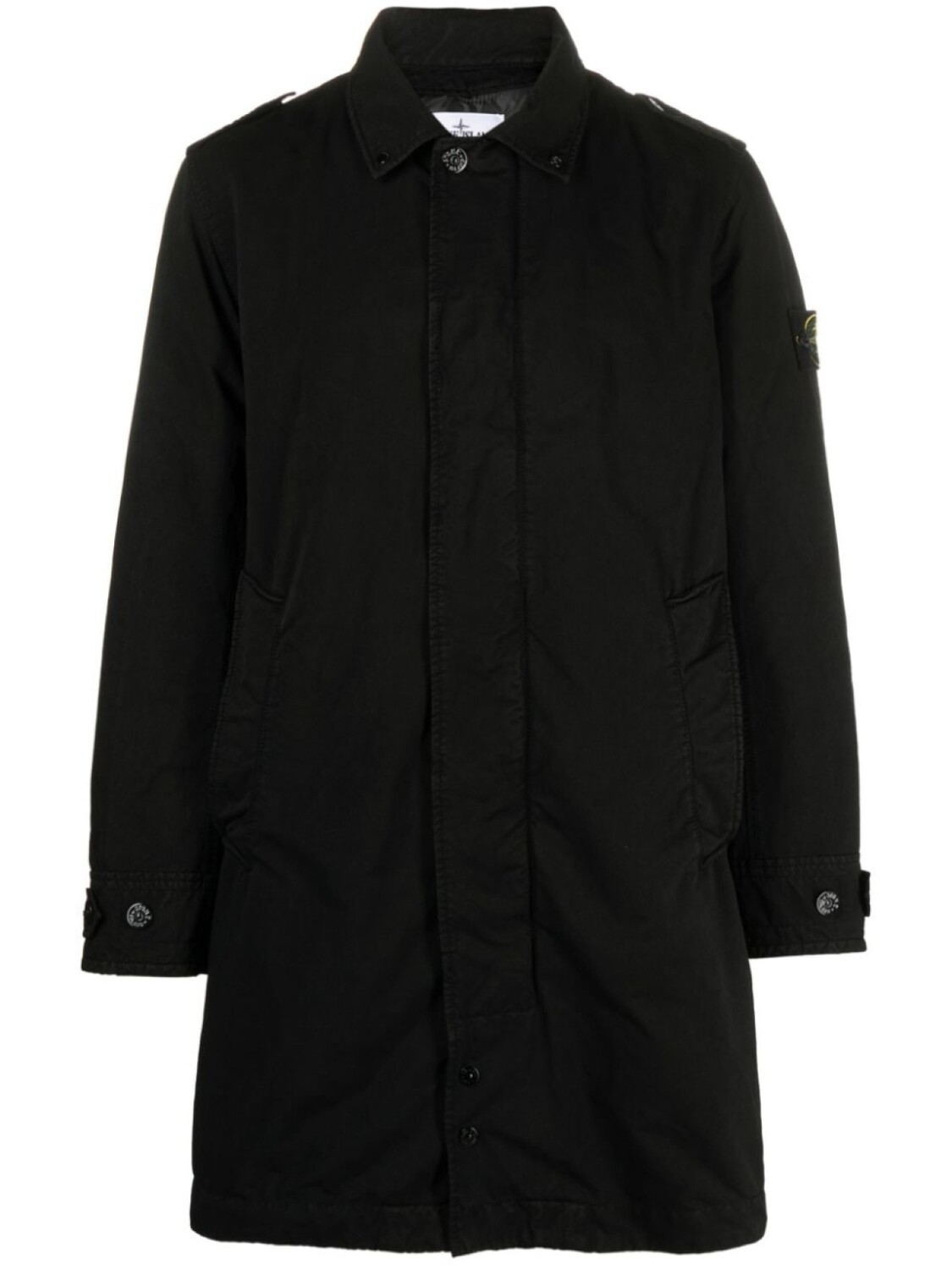 

Stone Island парка с косым воротником и нашивкой Compass, черный