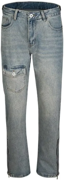 

Длинные брюки Unisex с молнией Wide Leg Washed